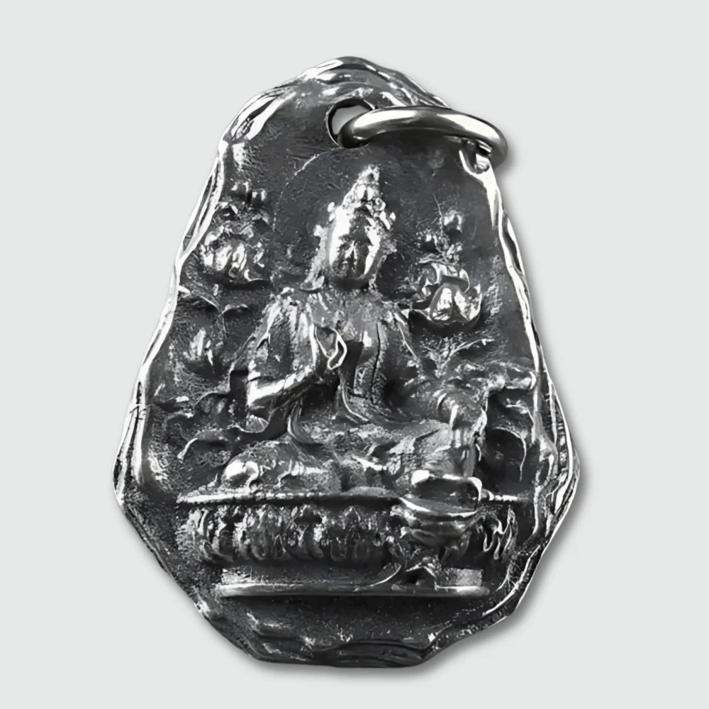Amulette Bouddhiste Porte Bonheur en Argent