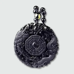 Amulette Bouddhiste Ying Yang Noir