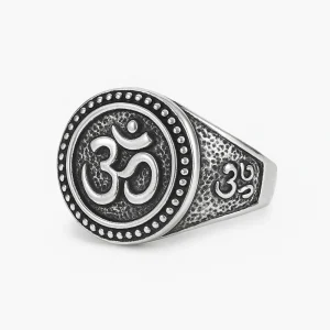 Bague en Argent Homme Bouddhiste Motif Om