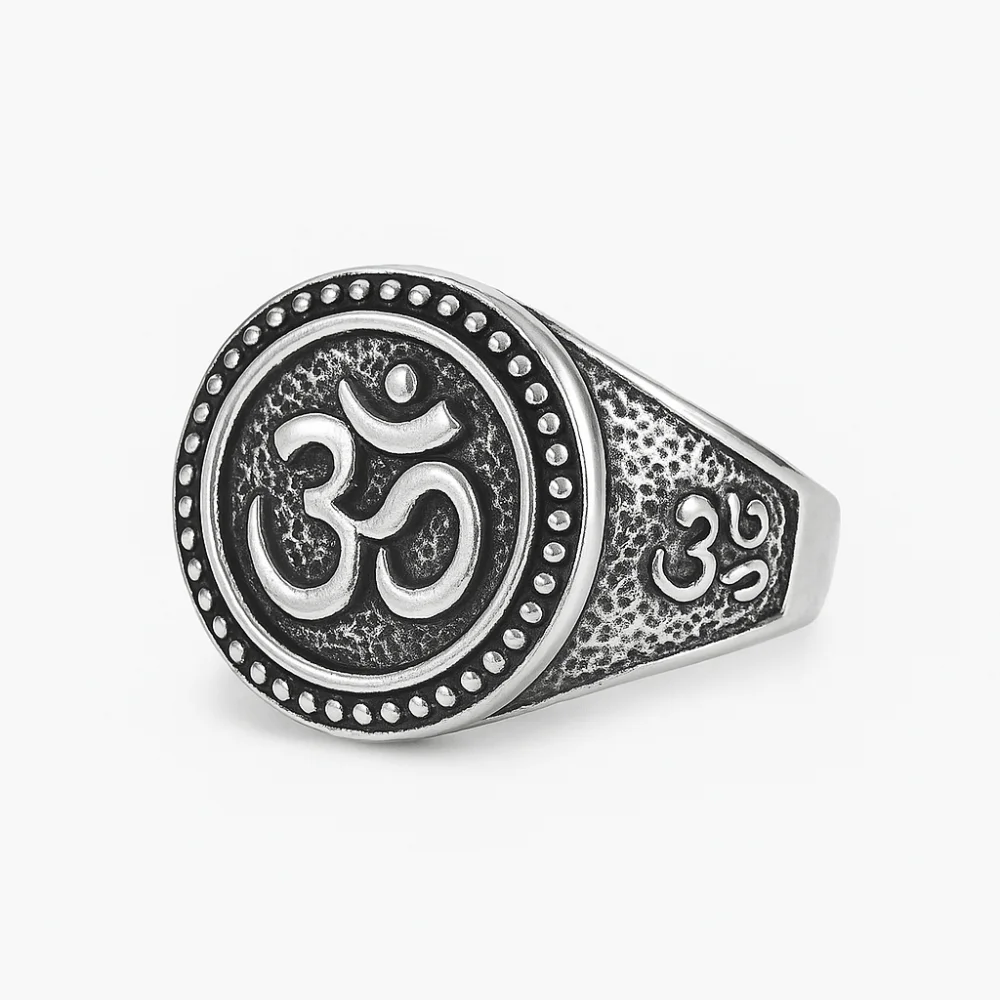 Bague en Argent Homme Bouddhiste Motif Om
