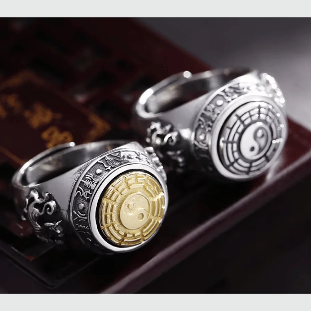 Bague Bouddhiste Homme Yin et Yang Détails