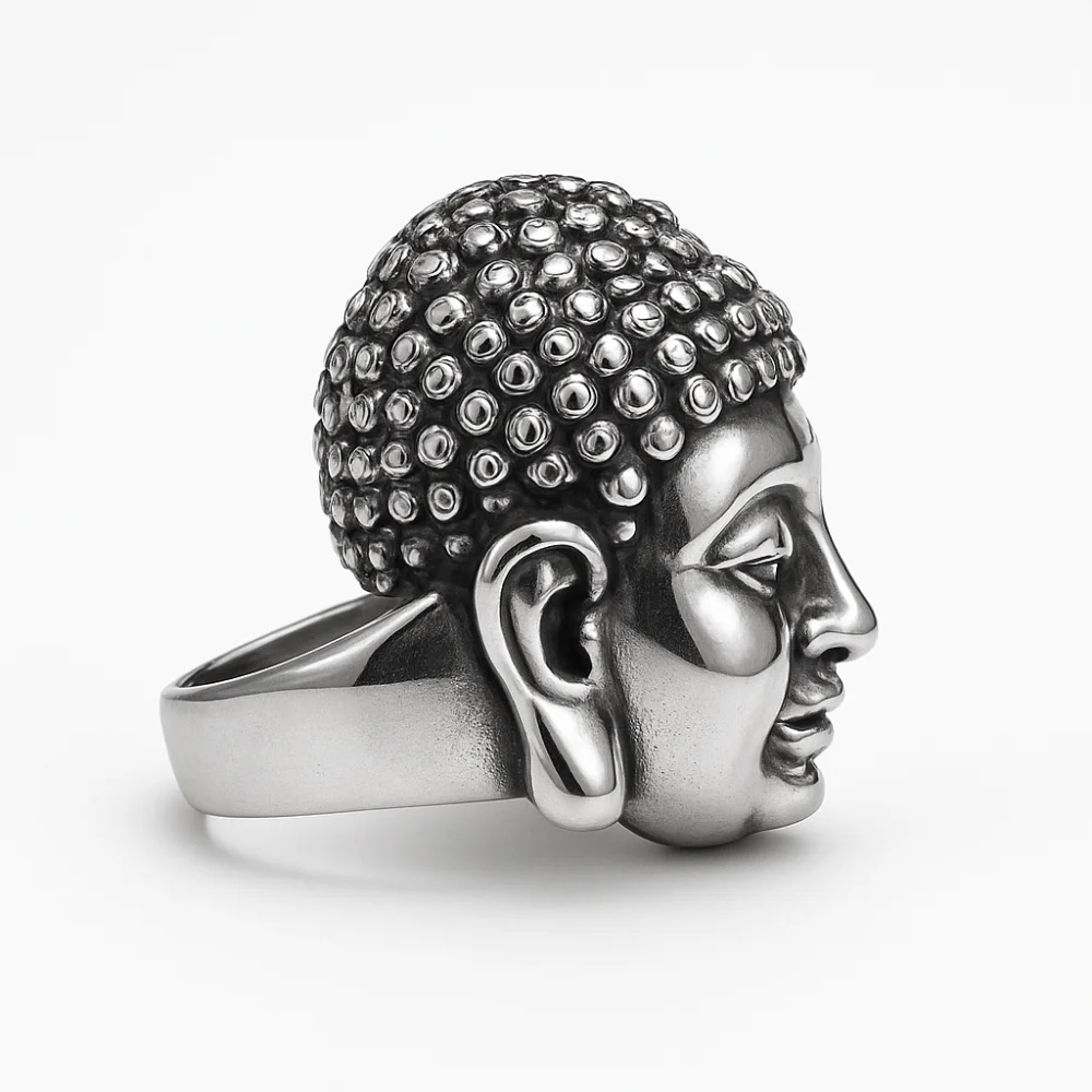 Bague Bouddhiste en Acier Inoxydable
