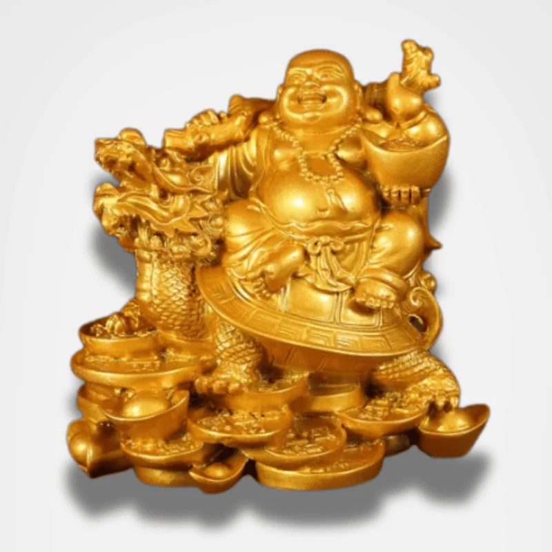 Bouddha Rieur Tortue Dragon en bronze