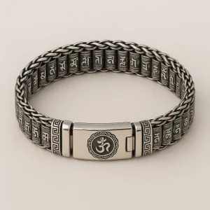 Bracelet Argent Mantra Bouddhiste