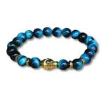 Bracelet Bouddha Perles Oeil de tigre Bleu