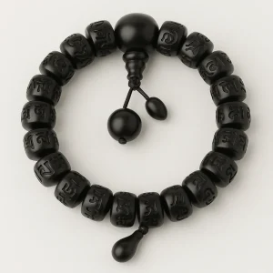 Bracelet Mala Perles en Bois Gravé