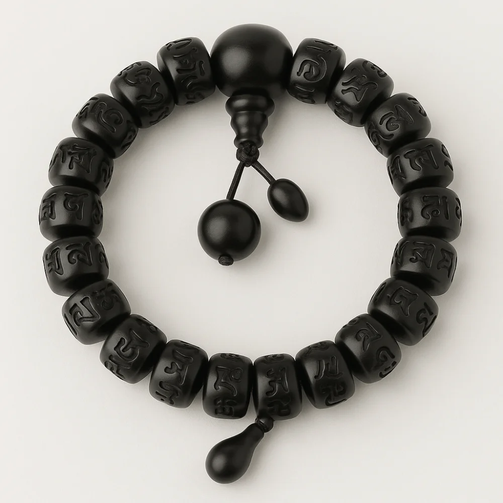 Bracelet Mala Perles en Bois Gravé