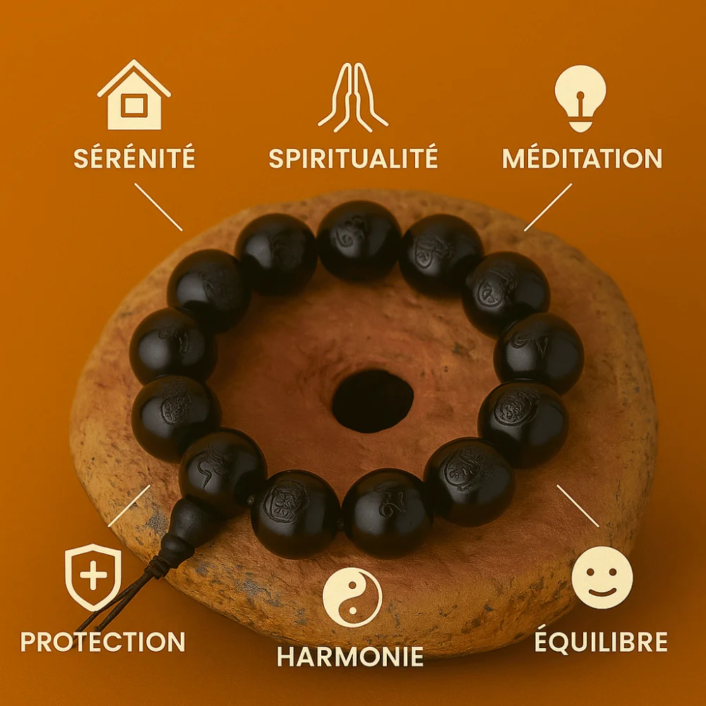 Détails du Bracelet Mala en ébène