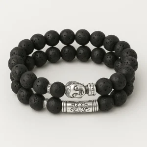 Bracelet tête de Bouddha & Perles de pierre