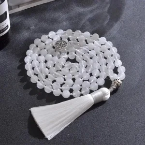 Mala Tibétain Jade Blanc 108 Perles