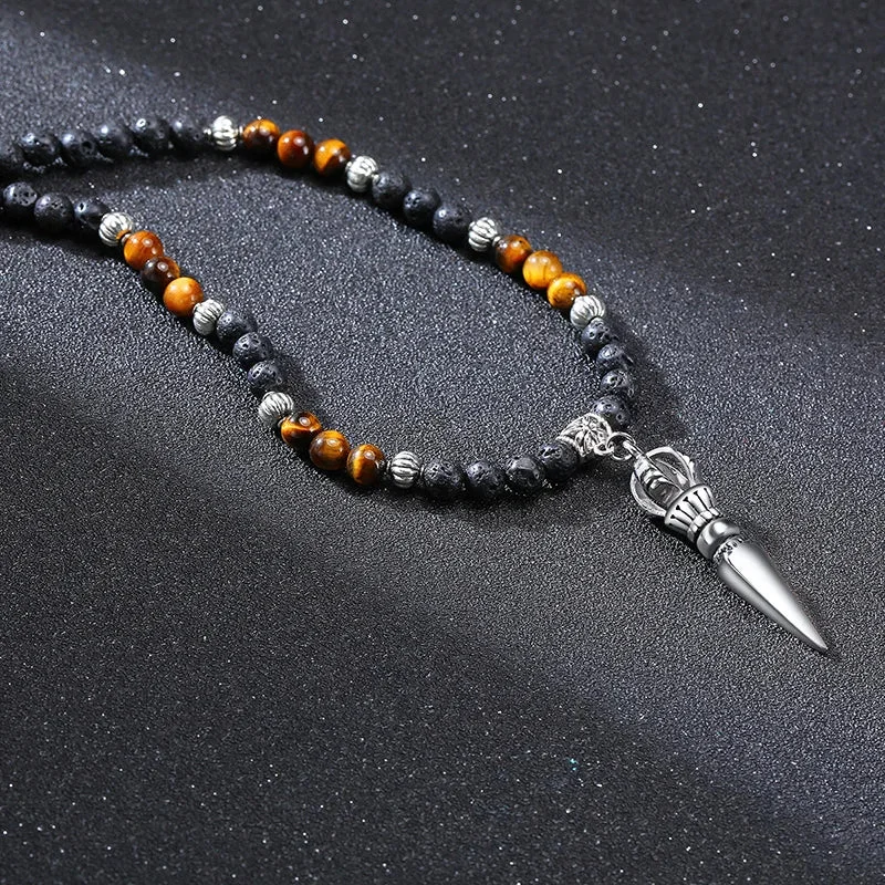 Collier Bouddhiste avec Pierre de Lave