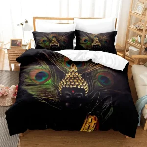 Housse de couette Bouddha plume de paon