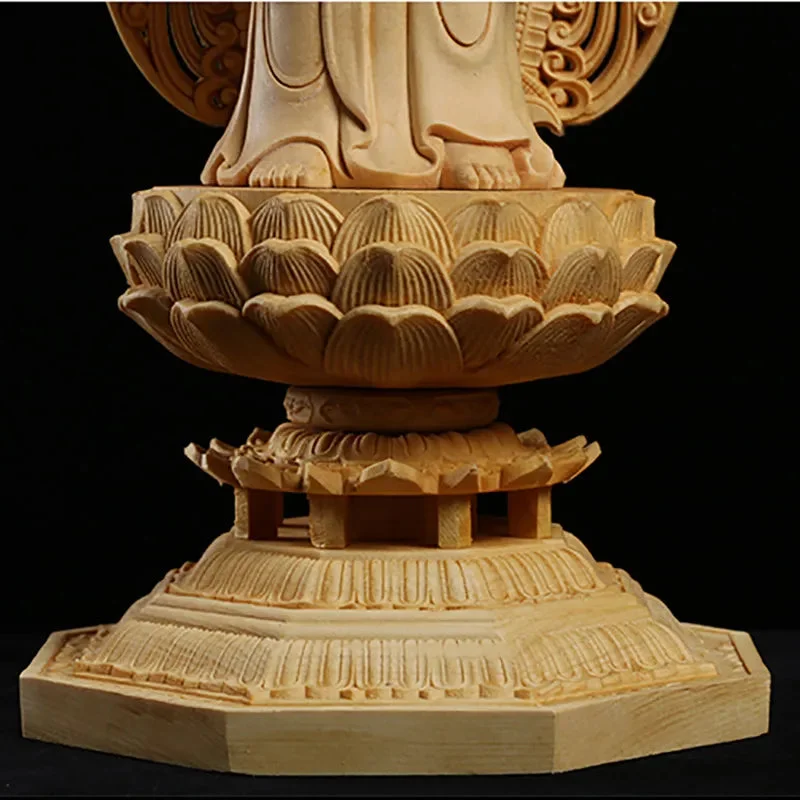 Grande statue de Bouddha en bois massif – Image 6