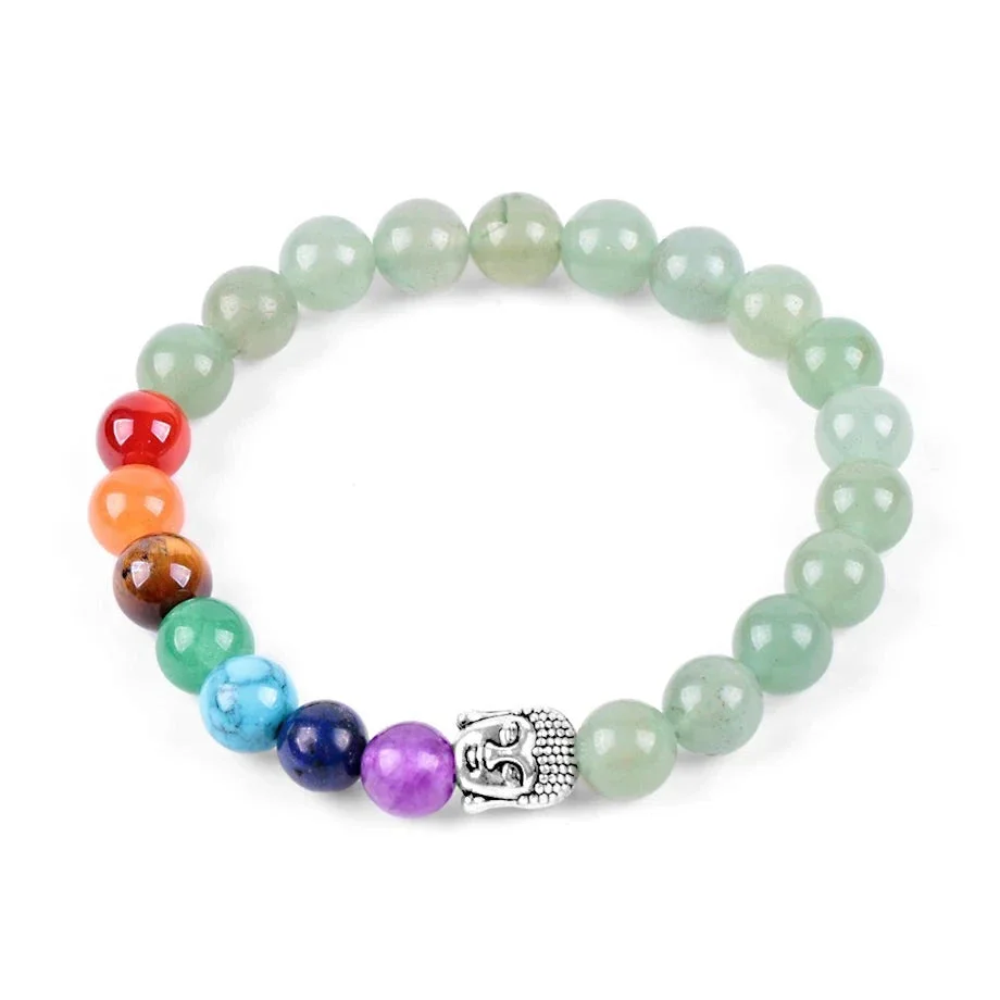 Bracelet 7 Chakras avec Tête de Bouddha en méditation