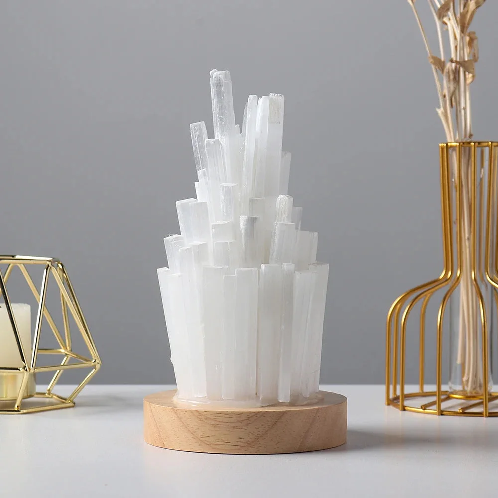 Lampe de Sélénite Blanche en cristal