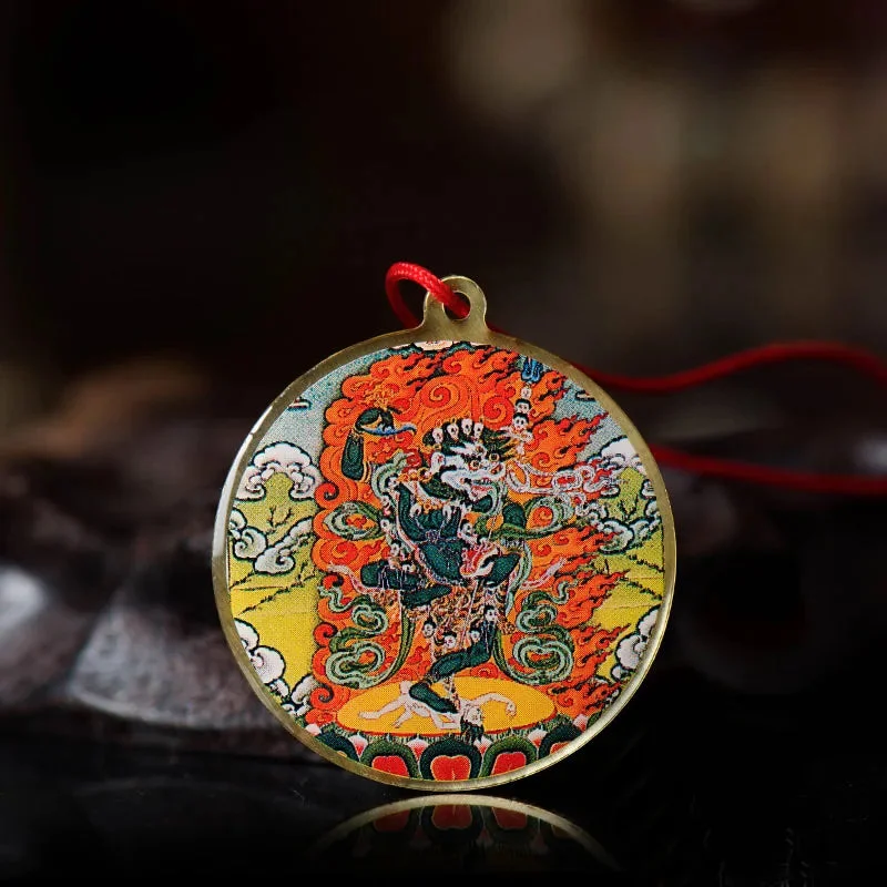 Détails de l'Amulette Tibétain Lion Thangka