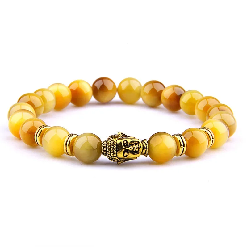 Bracelet Oeil de Tigre Bleu Bouddha en détail