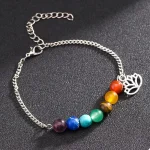 Bracelet 7 Chakras Lotus en Argent
