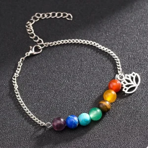 Bracelet 7 Chakras Lotus en Argent