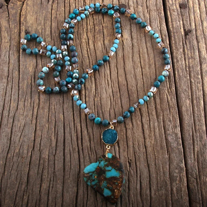 Bijou Coeur Bleu en Pierre Naturelle