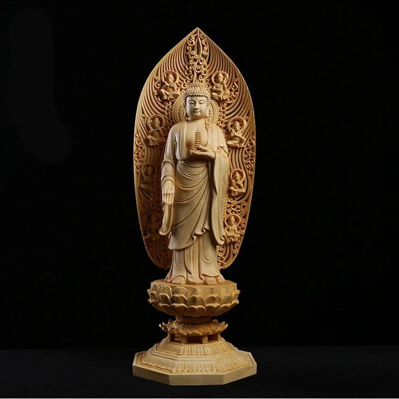 Grande statue de Bouddha en bois massif – Image 7