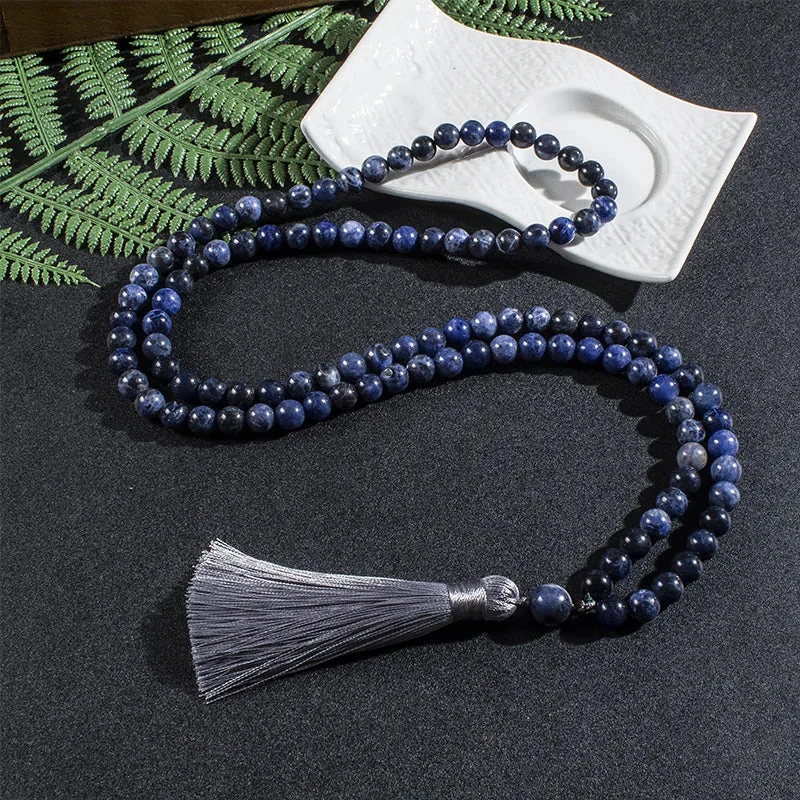 Détails du Mala Tibétain Perle Bleu