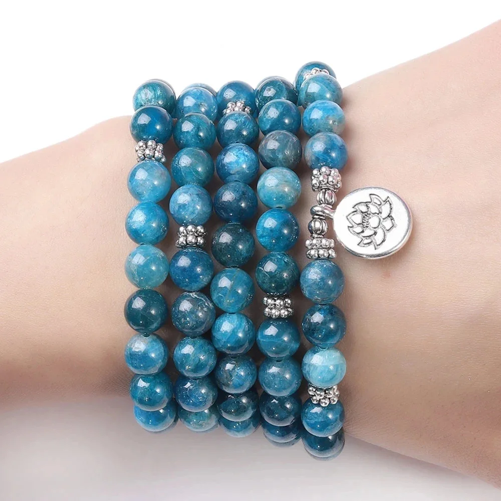 Bracelet Mala Apatite en pierre naturelle