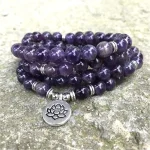 Mala Tibétain 108 Perles en Pierre D’Améthyste