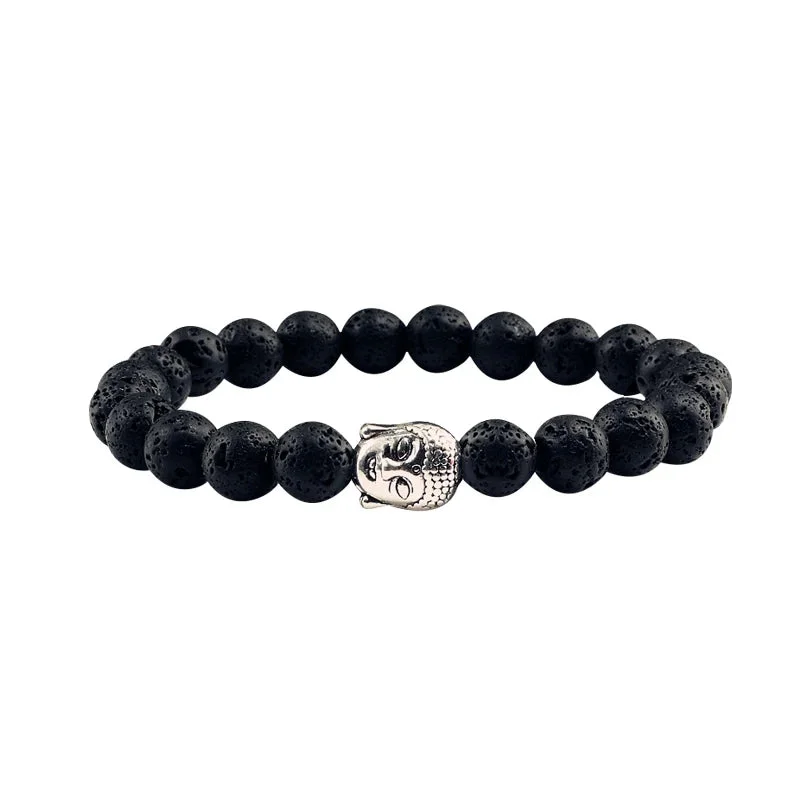 Bracelet Tête de Bouddha avec Pierre de Lave