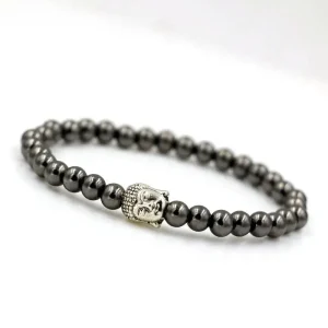 Bracelet Bouddha Argent Et Perles Hématite