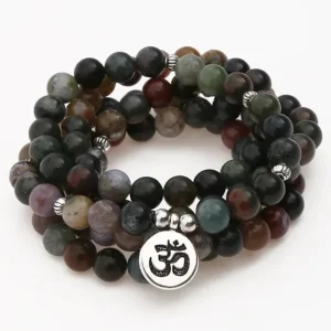 Collier Mala Tibétain en Agate Indienne