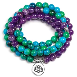 Collier Mala Chrysocolle Et Améthyste