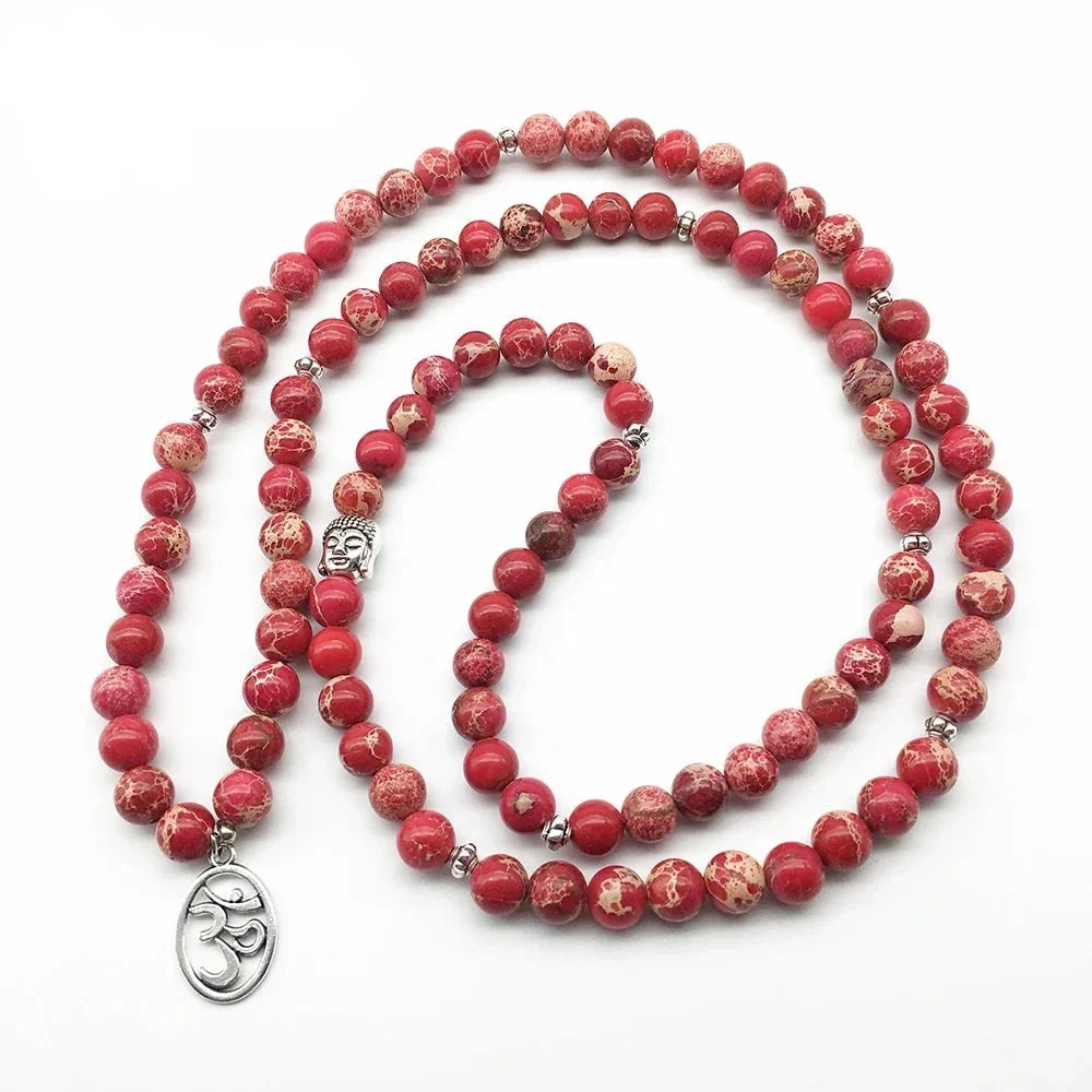 Mala en Perles de Régalite Rouge