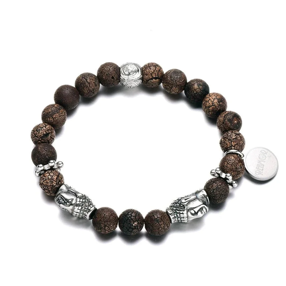 Bracelet Bouddha en Pierres de Laves Craquelé