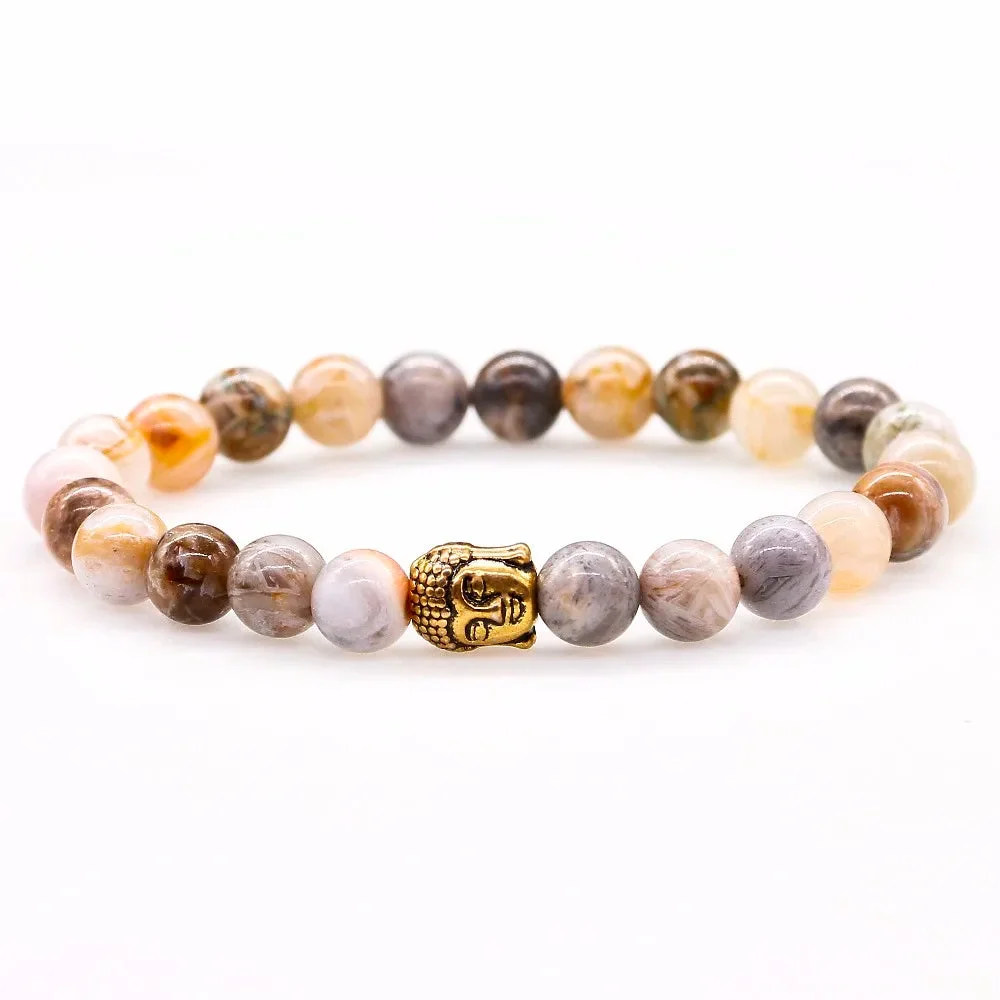 Bracelet Tête de Bouddha en Agate porté