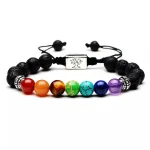 Bracelet 7 Chakras Pierre de Lave Et Arbre de Vie