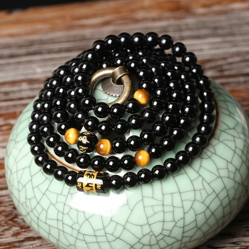 Collier Mala Onyx en Corde Durable