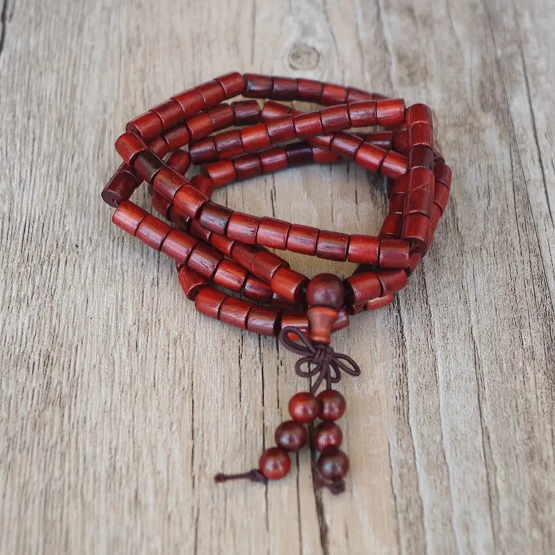 Mala Tibétain en Bois de Santal Rouge