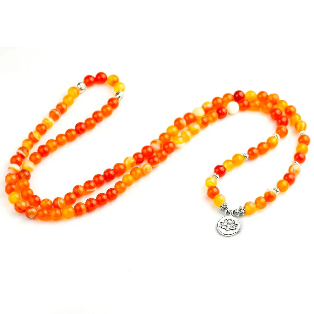 Collier Mala Cornaline en détails