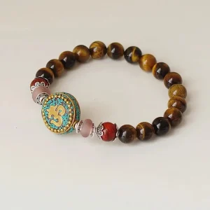 Bracelet Tibétain Om Et Oeil de Tigre