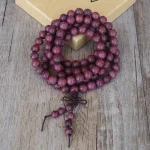 Collier Mala Tibétain En Bois D'amarante