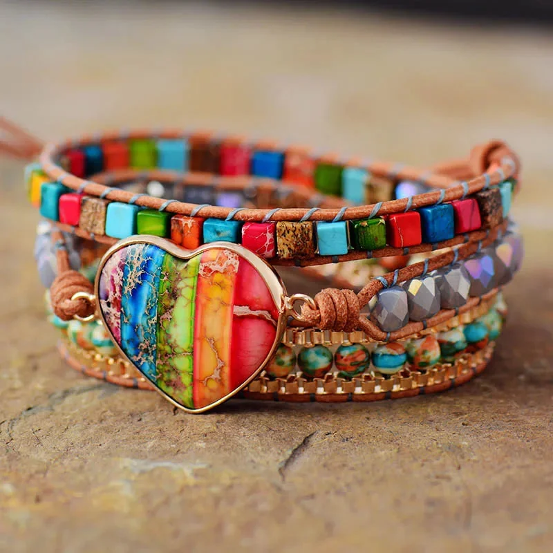 Détail du Bracelet Chakra Bohème Coeur