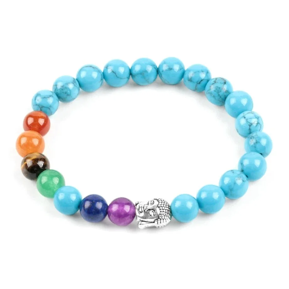 Détails du Bracelet 7 Chakras avec Tête de Bouddha