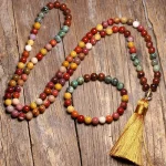 Bracelet Mala en Jaspe Mokaïte et Obsidienne Acajou