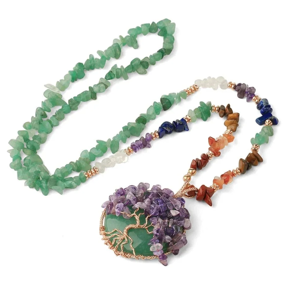 Détails du Collier en Pierres Multicolores Arbre de Vie