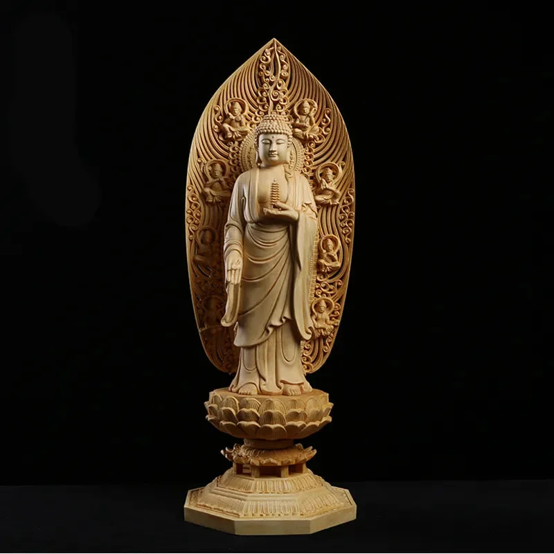 Grande statue de Bouddha en bois massif – Image 8