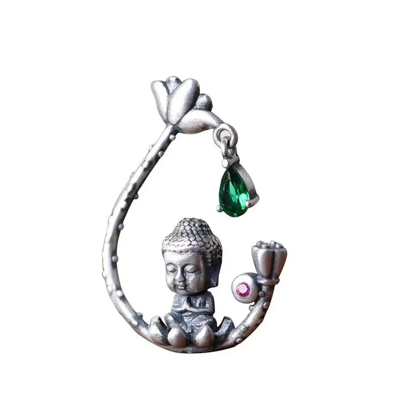 Pendentif Bouddha avec Divinité Bouddhiste en Argent