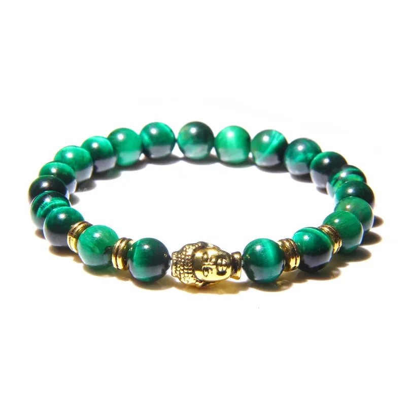 Détails du Bracelet Oeil de Tigre Bleu Bouddha