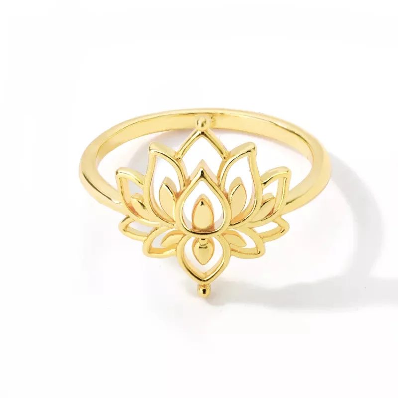 Bague Lotus en Acier Inoxydable