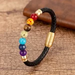 Bracelet Bouddhiste 7 Chakras Cuir
